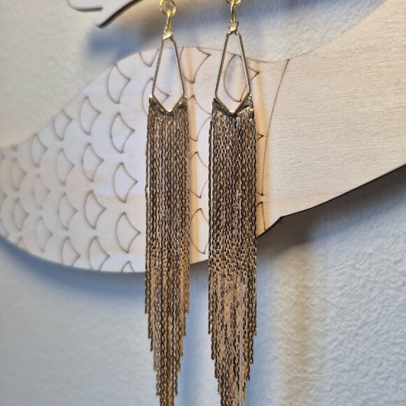 Long Gold Curtain Earrings - Picture 5 of 5